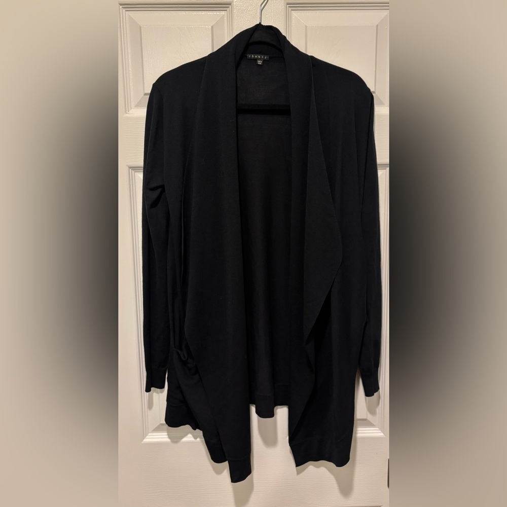 Theory‎ Women's Aya Fluidity Wool Silk Black Cardigan *Please Read Description*